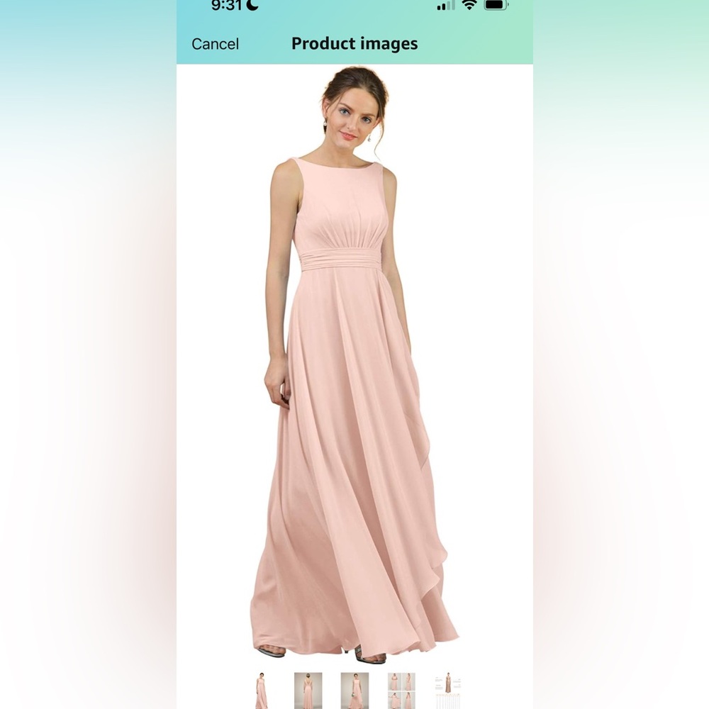 ALICEPUB Chiffon A-Line Pale Pink bridesmaid dress